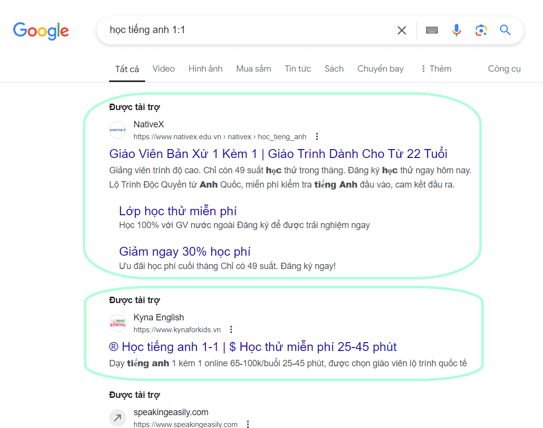 Các hình thức Google Ads - Chiến dịch tìm kiếm