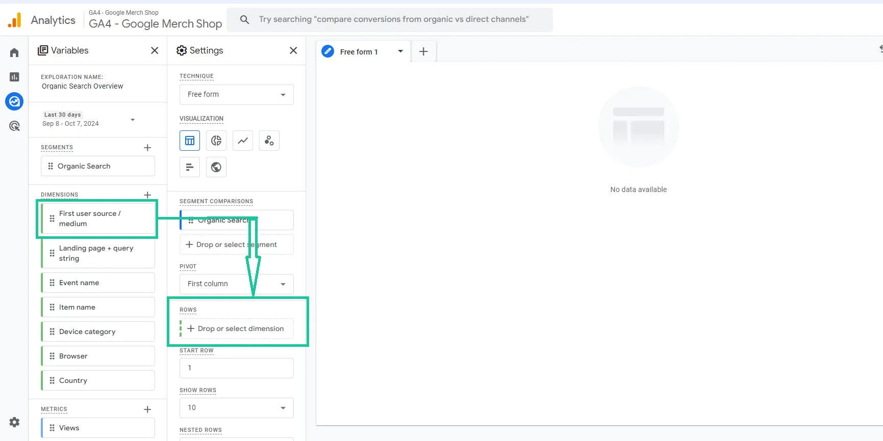 Báo cáo SEO trong GA4 - Organic Search Overview