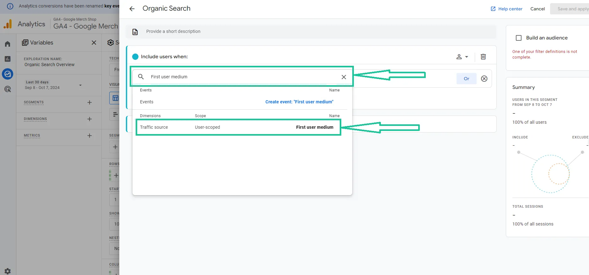 Báo cáo SEO trong GA4 - Organic Search Overview