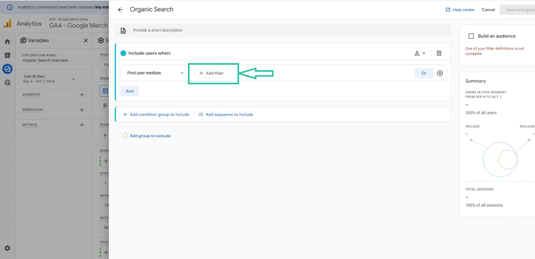 Báo cáo SEO trong GA4 - Organic Search Overview